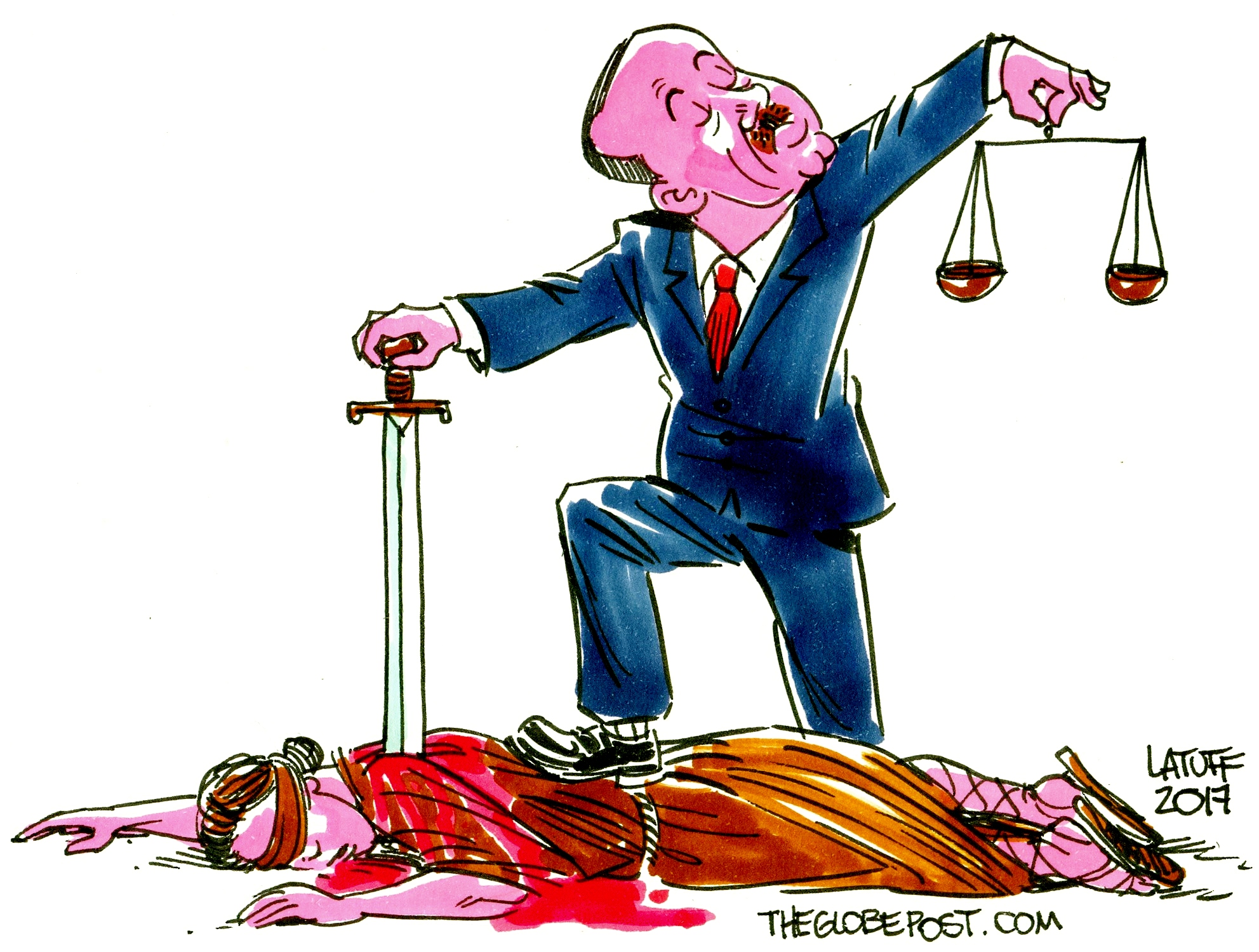 Stabbing Rule Of Law In Turkey -- Cartoon/Latuff