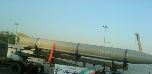 An Iranian Shahab-2 missile. The US has passed sanctions against Iran for its ballistics program.