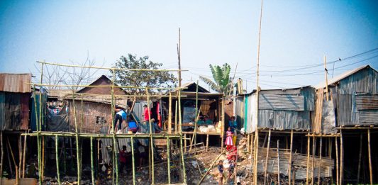 A bamboo-based design raises family homes safely above water levels to cope with raising water levels in Bangladesh.