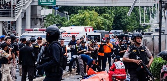 Police in Indonesia on guard after a terrorist attack in Jakarta