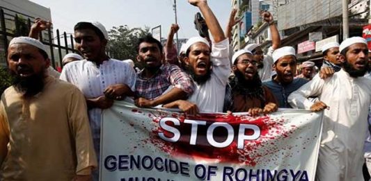 Protests in Dhaka, Bangladesh, march in support of the Rohingya that have been persecuted in neighboring Myanmar