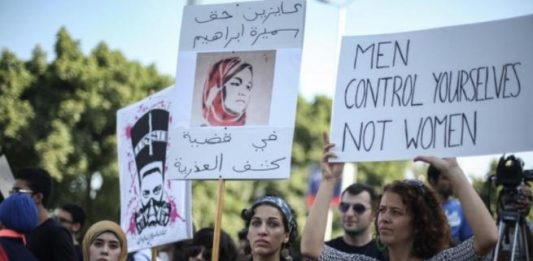 a rally for women's rights in Egypt
