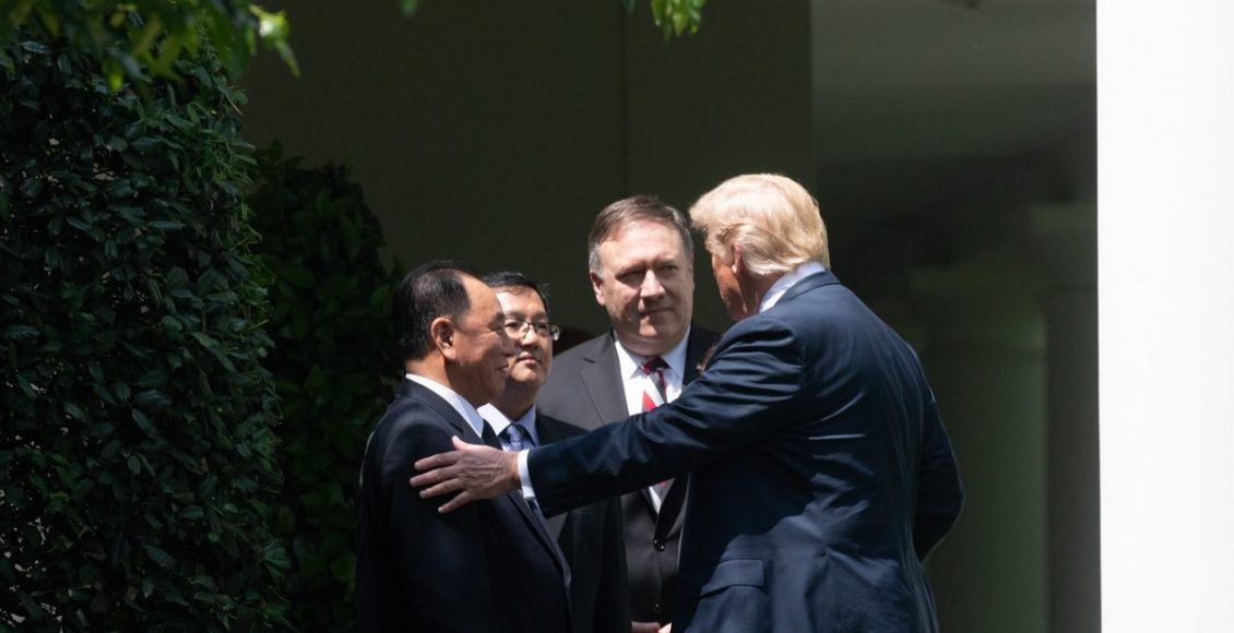 Kim Yong-Chol and Donald Trump near the White House