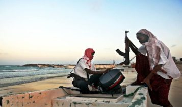 Somali pirates with their rifles