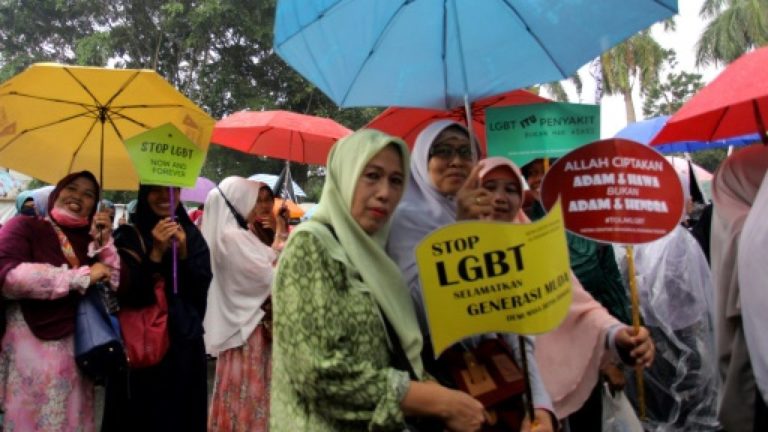 Protesters against the LGBTI community in Indonesia