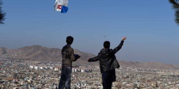 Afghanistan children fly kites during a kite festival in Kabul, November, 2016