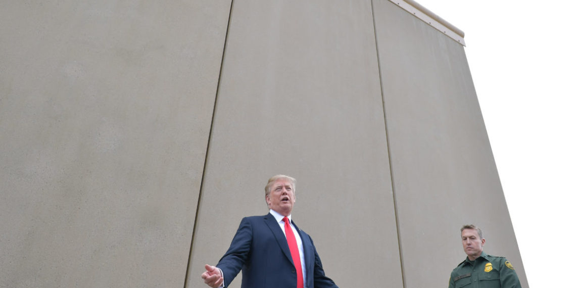 US President Donald Trump inspects border wall prototypes