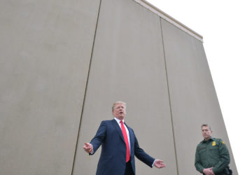 US President Donald Trump inspects border wall prototypes