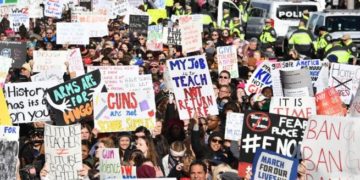 People in the March For Our Lives rally against gun violence