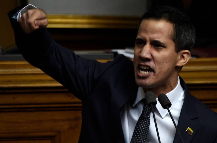 The new president of Venezuela's National Assembly, Juan Guaido, speaks during the inauguration ceremony in Caracas