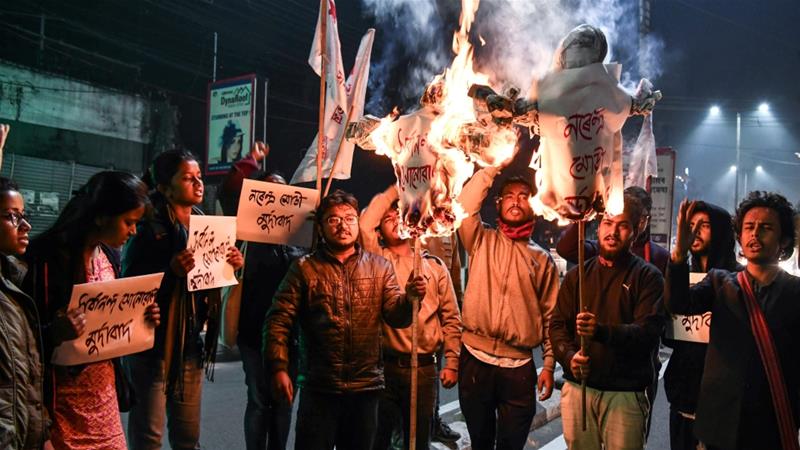 Protesters demonstrate last Wednesday in Assam state after India's lower house passed legislation granting citizenship to members of certain religious minorities, but not Muslims.