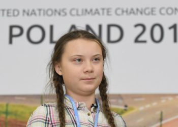 16 year old Swedish climate activist Greta Thunberg at the 2018 UN Climate Conference in Poland.