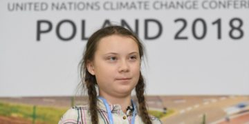 16 year old Swedish climate activist Greta Thunberg at the 2018 UN Climate Conference in Poland.