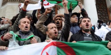 The streets of the Algerian capital have turned into a mass of green, white and red as merchants hawking flags cash in on huge rallies against President Bouteflika