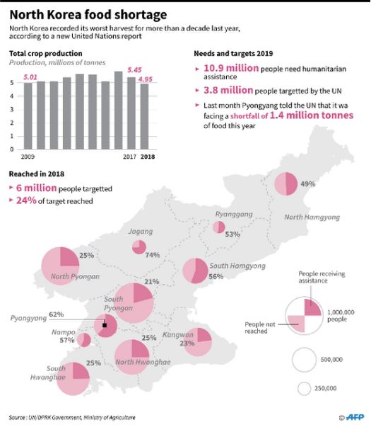 Graphic on food shortage in North Korea according to a new report from the UN