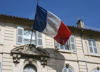 French flag on a building