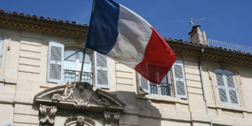 French flag on a building