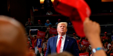 US President Donald Trump speaks during a rally in Florida to officially launch his 2020 campaign