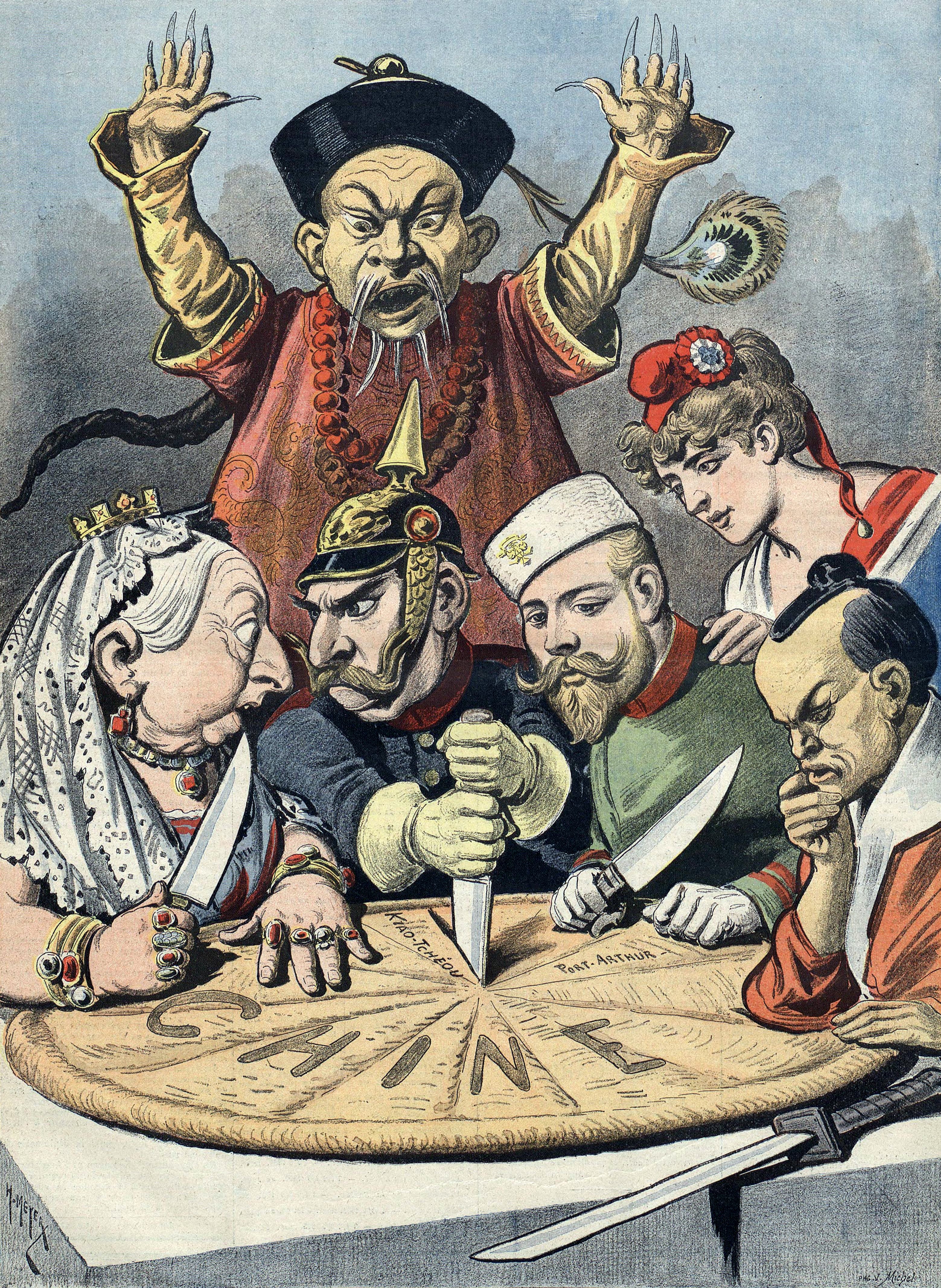 French political cartoon from 1898, titled 'China - The Cake of Kings... And of Emperors.'