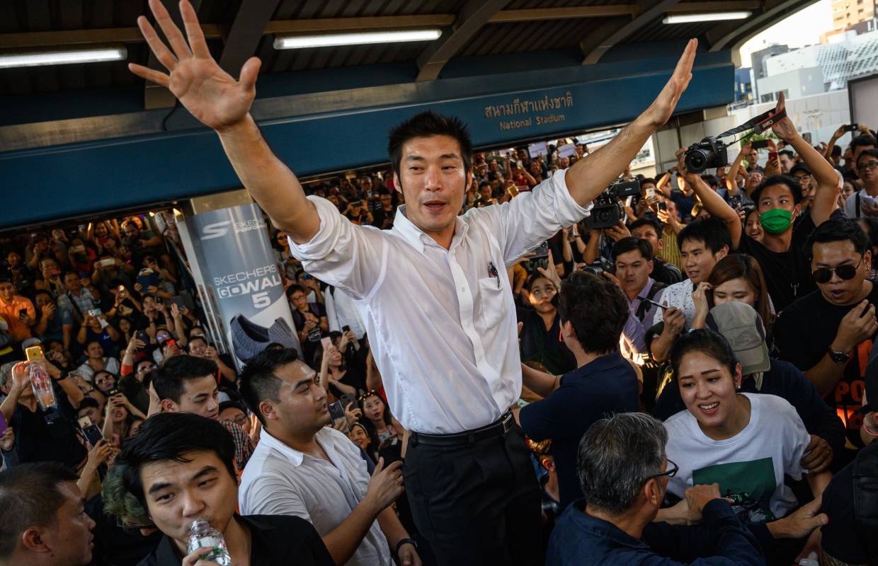 Thai politician and leader of the opposition Future Forward Party Thanathorn Juangroongruangkit speaks to supporters at a rally in Bangkok on Dec 14, 2019