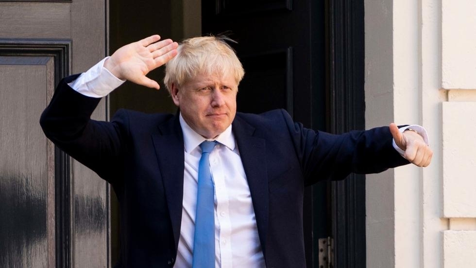 UK Prime Minister Boris Johnson at the Conservative party headquarters in central London