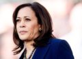 California Senator Kamala Harris looks on during a rally launching her presidential campaign