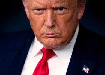 President Donald Trump in the Brady Briefing Room of the White House.