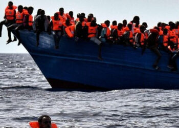 A migrant boat off the coast of Libya.