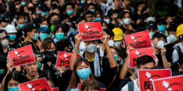 People protesting against the controversial extradition bill in Hong Kong in 2019.