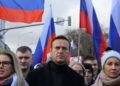 Russian opposition leader Alexei Navalny at a rally in 2020.