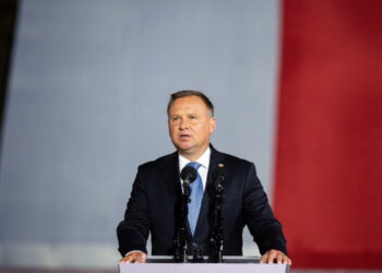 Polish President Andrzej Duda speaks at an event.