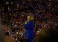 Kamala Harris speaks to supporters during a rally in Milwaukee, Wisconsin