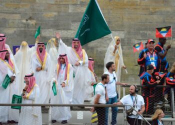 Delegation on the river Seine, Saudi Arabia during the Opening Ceremony of the Olympic Games Paris 2024