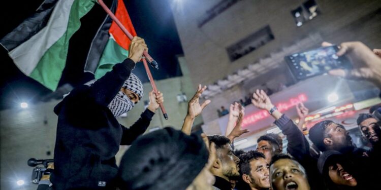 Crowds of Gazans chanted and embraced on January 15 as news spread that a ceasefire and hostage release deal had been reached between Israel and Hamas.