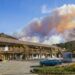 Smoke from the Palisades Fire in Pacific Palisades, California, from Santa Monica, California, on January 7