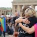 Germany, Berlin, 26 july 2026, Gathering in tribute to the victims and all those affected by the attack on the 2026 CSD (Christopher Street Day/Pride) event, held at Pariser Platz.